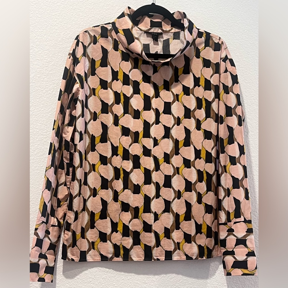 COS Oversized Multi Colored Cowl Neck Top Tunic Blouse
